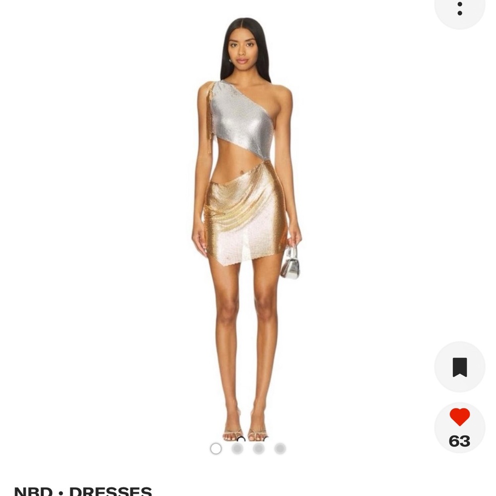 NBD Metallic One Shoulder Dress